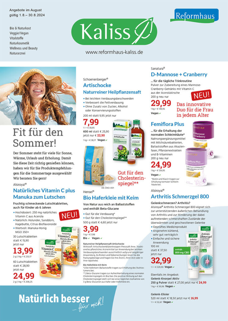 Fit im August -der Sommer im Reformhaus Kaliss